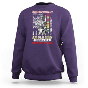 Vietnam Veteran Sweatshirt Never Underestimate An Old Man American Flag TS02 Purple Print Your Wear