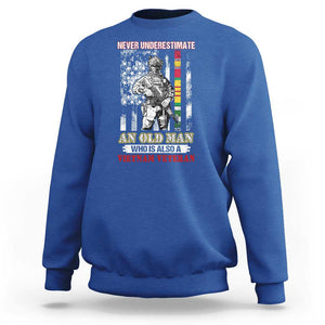 Vietnam Veteran Sweatshirt Never Underestimate An Old Man American Flag TS02 Royal Blue Print Your Wear