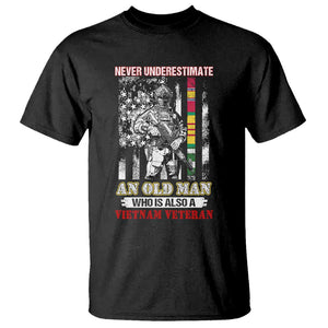 Vietnam Veteran T Shirt Never Underestimate An Old Man American Flag TS02 Black Print Your Wear