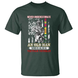 Vietnam Veteran T Shirt Never Underestimate An Old Man American Flag TS02 Dark Forest Green Print Your Wear