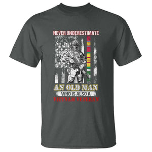 Vietnam Veteran T Shirt Never Underestimate An Old Man American Flag TS02 Dark Heather Print Your Wear