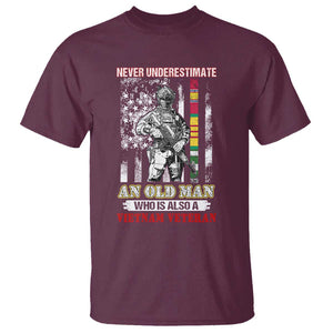 Vietnam Veteran T Shirt Never Underestimate An Old Man American Flag TS02 Maroon Print Your Wear