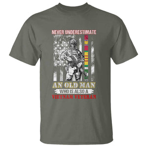 Vietnam Veteran T Shirt Never Underestimate An Old Man American Flag TS02 Military Green Print Your Wear