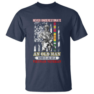 Vietnam Veteran T Shirt Never Underestimate An Old Man American Flag TS02 Navy Print Your Wear