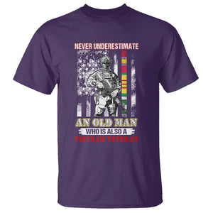 Vietnam Veteran T Shirt Never Underestimate An Old Man American Flag TS02 Purple Print Your Wear