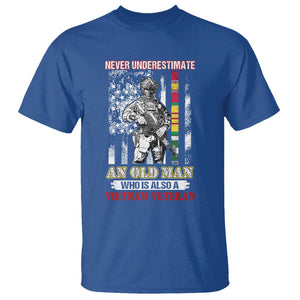 Vietnam Veteran T Shirt Never Underestimate An Old Man American Flag TS02 Royal Blue Print Your Wear