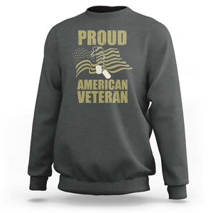 Proud American Veterans Sweatshirt Patriotic Soldiers Military US Flag Pride TS02 Dark Heather Print Your Wear