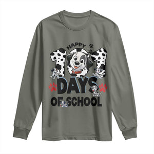 101 Days Of School Dalmatian Dogs Long Sleeve Shirt Happy 101th Day TS02 Military Green Print Your Wear