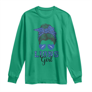 Lions Girl Long Sleeve Shirt Messy Bun Funny Sports Fan Team TS02 Irish Green Print Your Wear