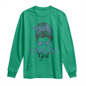 Eagles Girl Long Sleeve Shirt Messy Bun Funny Sports Fan Team TS02 Irish Green Print Your Wear