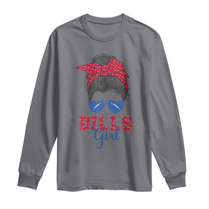 Bills Girl Long Sleeve Shirt Messy Bun Funny Sports Fan Team TS02 Charcoal Print Your Wear