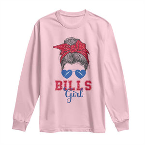 Bills Girl Long Sleeve Shirt Messy Bun Funny Sports Fan Team TS02 Light Pink Print Your Wear