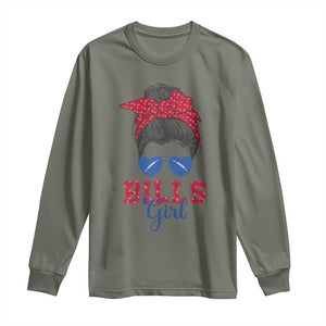 Bills Girl Long Sleeve Shirt Messy Bun Funny Sports Fan Team TS02 Military Green Print Your Wear