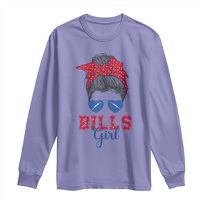 Bills Girl Long Sleeve Shirt Messy Bun Funny Sports Fan Team TS02 Violet Print Your Wear