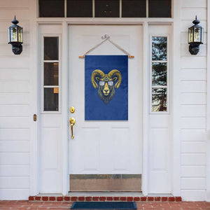 Cool Ram Game Day Bighorn Sheep Graphic Garden Flag Bold Blue and Gold Fan TS02 Print Your Wear