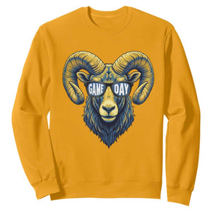 Cool Ram Game Day Bighorn Sheep Graphic Sweatshirt Bold Blue and Gold Fan TS02 Gold Print Your Wear