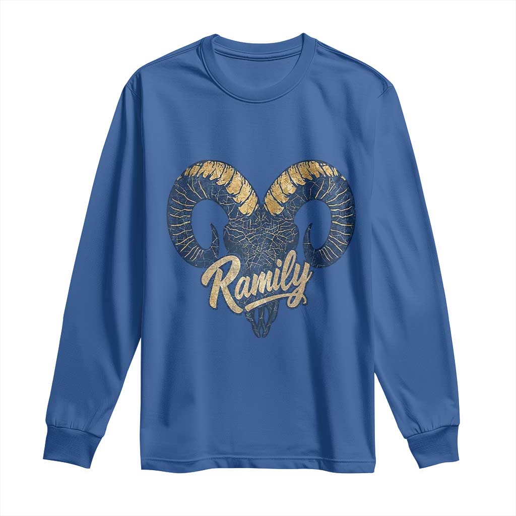 Ramily Bighorn Sheep Skull Ram Lover Vintage Long Sleeve Shirt TS02 Royal Blue Print Your Wear
