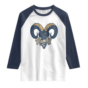 Ramily Bighorn Sheep Skull Ram Lover Vintage Raglan Shirt TS02 White Navy Print Your Wear