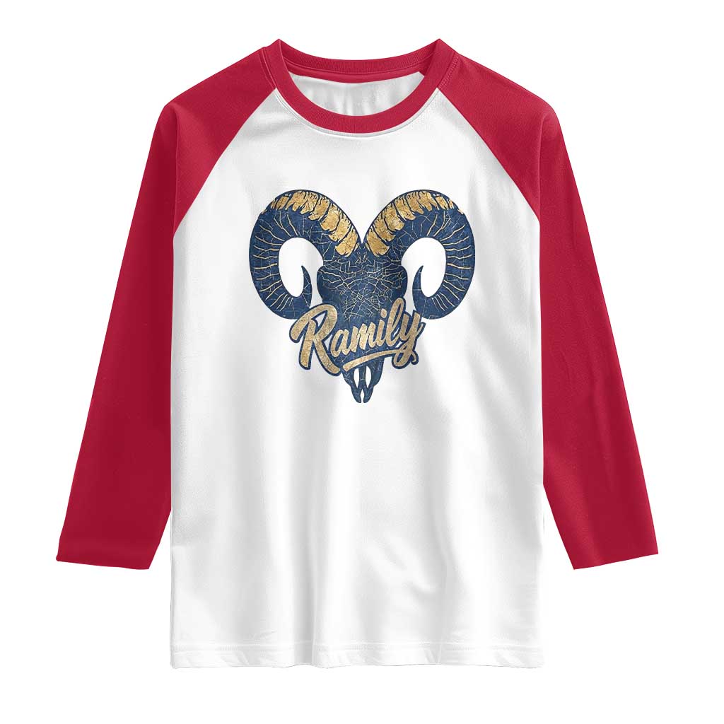 Ramily Bighorn Sheep Skull Ram Lover Vintage Raglan Shirt TS02 White Red Print Your Wear