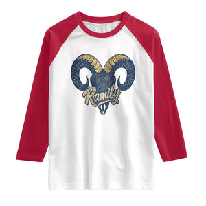 Ramily Bighorn Sheep Skull Ram Lover Vintage Raglan Shirt TS02 White Red Print Your Wear