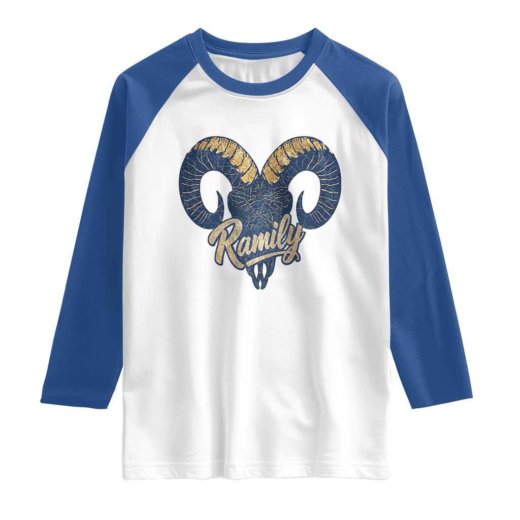 Ramily Bighorn Sheep Skull Ram Lover Vintage Raglan Shirt TS02 White Royal Print Your Wear