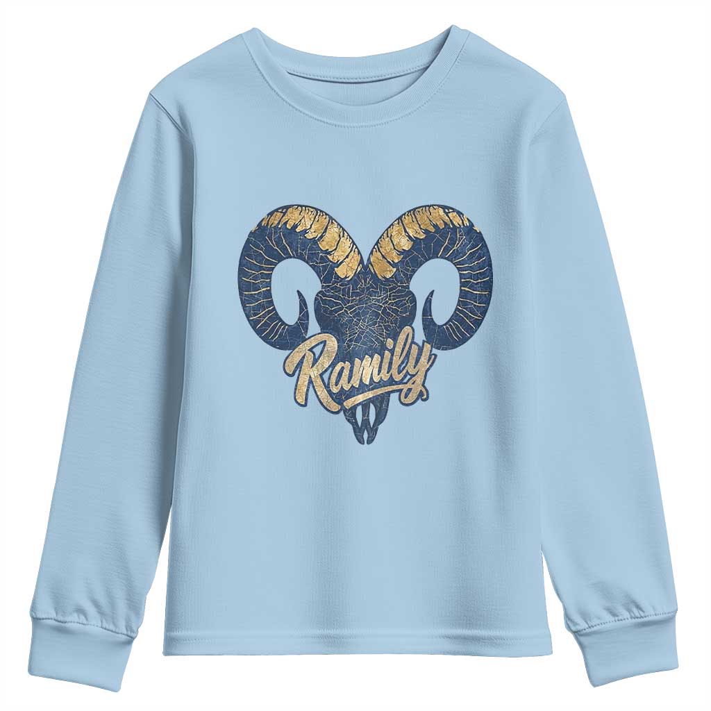 Ramily Bighorn Sheep Skull Ram Lover Vintage Youth Sweatshirt TS02 Light Blue Print Your Wear
