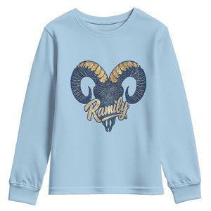 Ramily Bighorn Sheep Skull Ram Lover Vintage Youth Sweatshirt TS02 Light Blue Print Your Wear