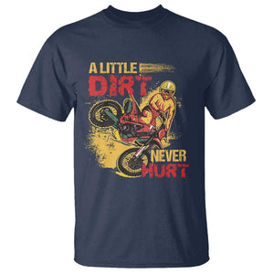 Dirt Bike T Shirt Dirt Never Hurt Motocross Biker TS02 Navy Print Your Wear