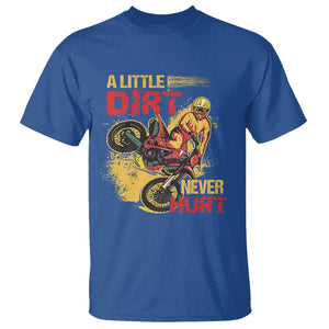 Dirt Bike T Shirt Dirt Never Hurt Motocross Biker TS02 Royal Blue Print Your Wear