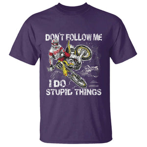 Dirt Bike T Shirt Retro Motocross Don't Follow Me I Do Stupid Things TS02 Purple Print Your Wear