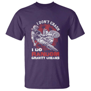 Dirt Bike T Shirt I Don't Crash I Do Gravity Checks Motocross Biker TS02 Purple Print Your Wear