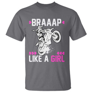 Dirt Bike Girl T Shirt Braap Like A Girl Motocross TS02 Charcoal Print Your Wear