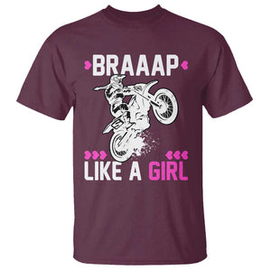 Dirt Bike Girl T Shirt Braap Like A Girl Motocross TS02 Maroon Print Your Wear