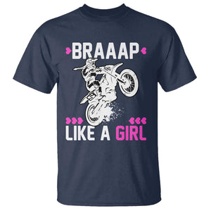 Dirt Bike Girl T Shirt Braap Like A Girl Motocross TS02 Navy Print Your Wear