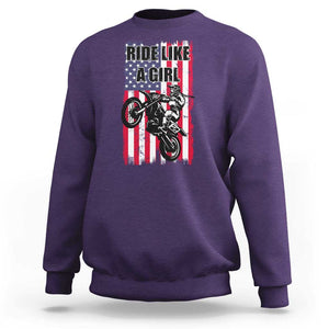 Dirt Bike Ride Like A Girl Sweatshirt Motocross Lover Biker Girls TS02 Purple Print Your Wear