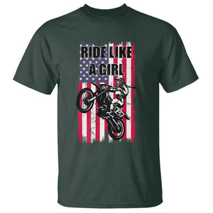 Dirt Bike Ride Like A Girl T Shirt Motocross Lover Biker Girls TS02 Dark Forest Green Print Your Wear