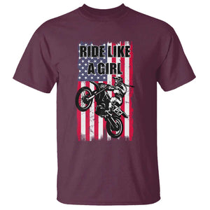 Dirt Bike Ride Like A Girl T Shirt Motocross Lover Biker Girls TS02 Maroon Print Your Wear