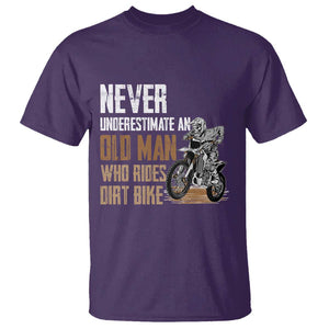 Funny Dirt Bike T Shirt Never Underestimate An Old Man Who Rides Motorcross TS02 Purple Print Your Wear