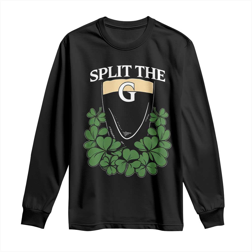 Split the G Funny Irish Stout Beer Drinking Game Long Sleeve Shirt St. Patrick’s Day Shamrocks Pub Crawl Crew TS02 Black Print Your Wear