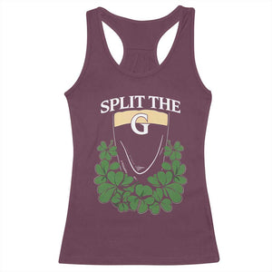 Split the G Funny Irish Stout Beer Drinking Game Racerback Tank Top St. Patrick’s Day Shamrocks Pub Crawl Crew TS02 Maroon Print Your Wear