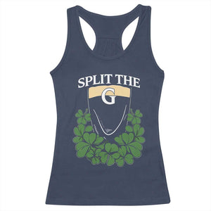 Split the G Funny Irish Stout Beer Drinking Game Racerback Tank Top St. Patrick’s Day Shamrocks Pub Crawl Crew TS02 Navy Print Your Wear