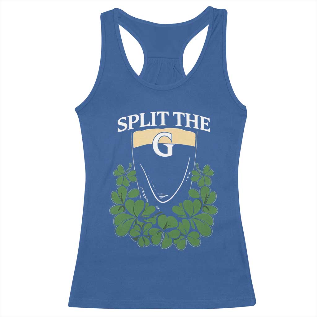 Split the G Funny Irish Stout Beer Drinking Game Racerback Tank Top St. Patrick’s Day Shamrocks Pub Crawl Crew TS02 Royal Blue Print Your Wear