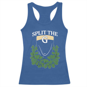 Split the G Funny Irish Stout Beer Drinking Game Racerback Tank Top St. Patrick’s Day Shamrocks Pub Crawl Crew TS02 Royal Blue Print Your Wear