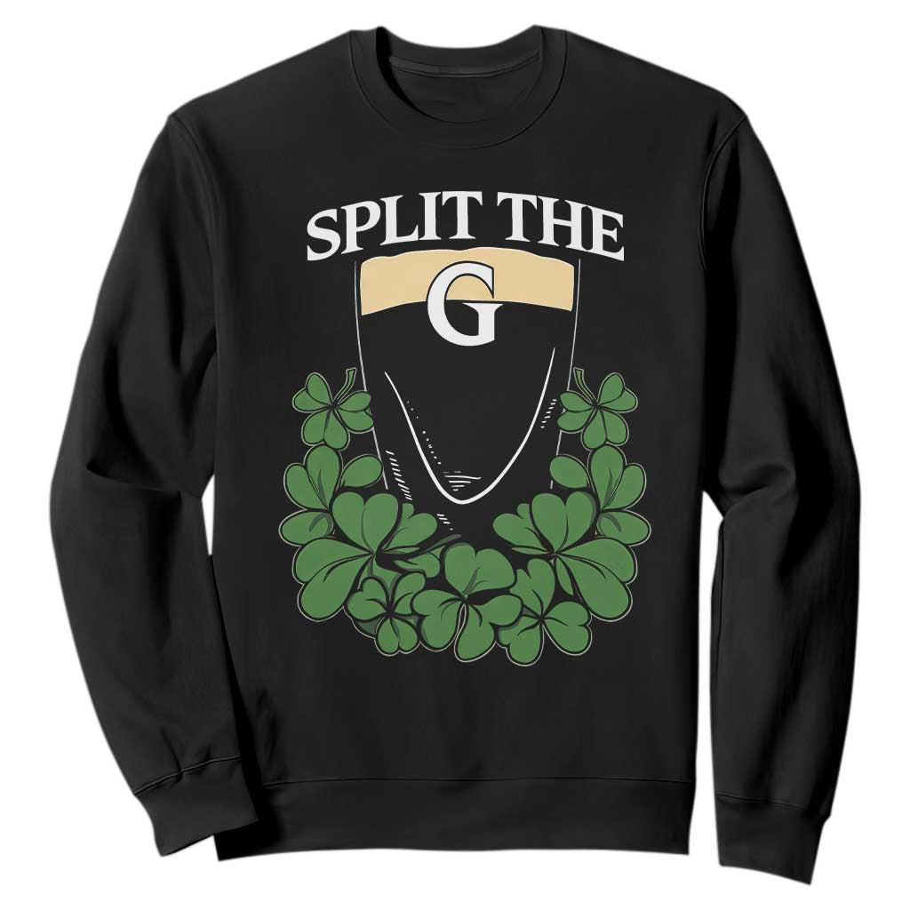 Split the G Funny Irish Stout Beer Drinking Game Sweatshirt St. Patrick’s Day Shamrocks Pub Crawl Crew TS02 Black Print Your Wear
