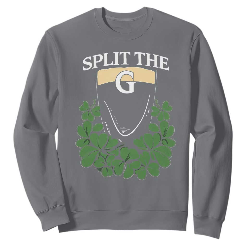 Split the G Funny Irish Stout Beer Drinking Game Sweatshirt St. Patrick’s Day Shamrocks Pub Crawl Crew TS02 Charcoal Print Your Wear