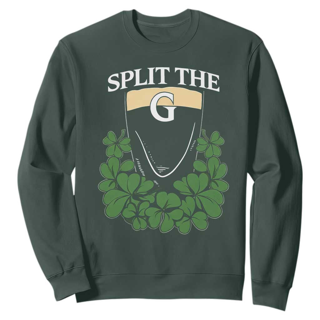 Split the G Funny Irish Stout Beer Drinking Game Sweatshirt St. Patrick’s Day Shamrocks Pub Crawl Crew TS02 Dark Forest Green Print Your Wear