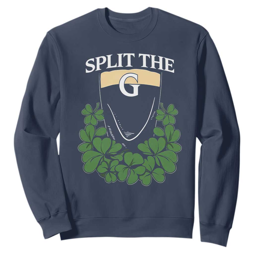 Split the G Funny Irish Stout Beer Drinking Game Sweatshirt St. Patrick’s Day Shamrocks Pub Crawl Crew TS02 Navy Print Your Wear
