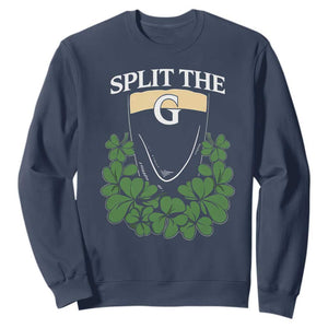 Split the G Funny Irish Stout Beer Drinking Game Sweatshirt St. Patrick’s Day Shamrocks Pub Crawl Crew TS02 Navy Print Your Wear