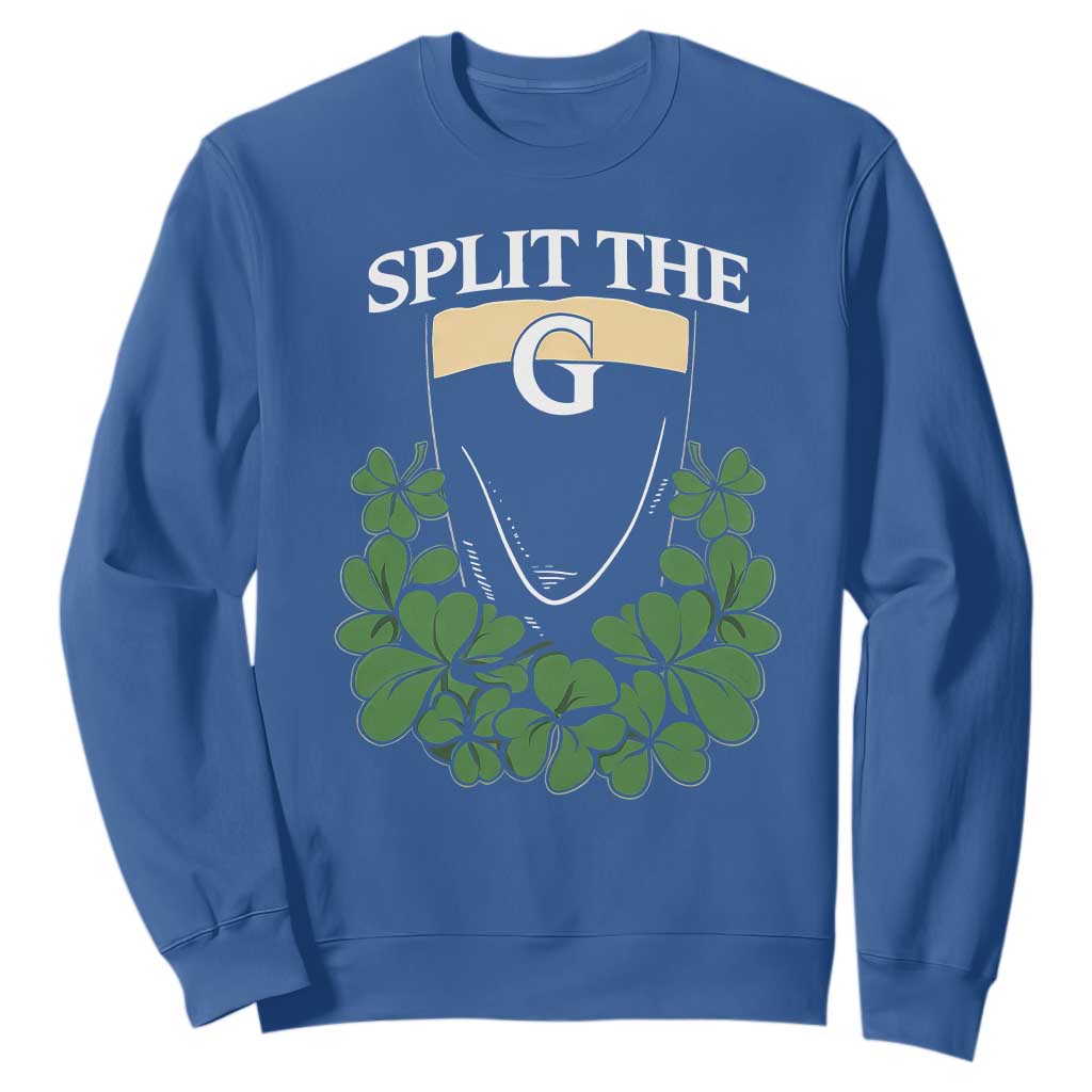 Split the G Funny Irish Stout Beer Drinking Game Sweatshirt St. Patrick’s Day Shamrocks Pub Crawl Crew TS02 Royal Blue Print Your Wear