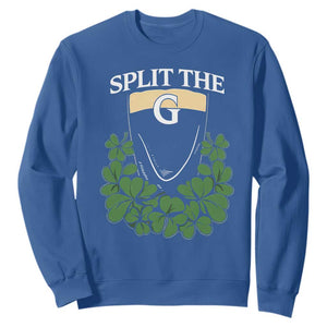 Split the G Funny Irish Stout Beer Drinking Game Sweatshirt St. Patrick’s Day Shamrocks Pub Crawl Crew TS02 Royal Blue Print Your Wear